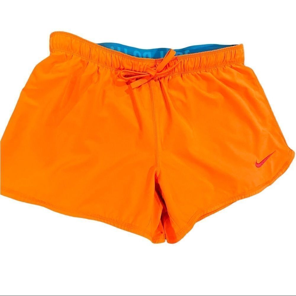 NIKE Orange Running Shorts Size Medium Built In Biking Shorts